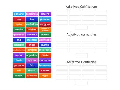 ADJETIVOS CALIFICATIVOS NUMERALES O GENTILICIOS. 4to