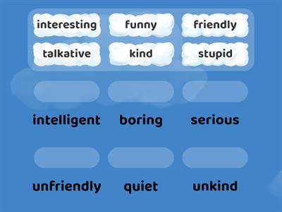 Personality adjectives matching