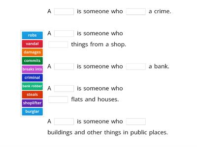 CRIME English Class B1 - definitions