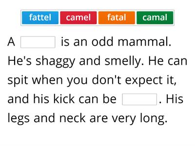 4.6 Student page 66 Advanced Story "The Camel" Closure Activity w SCHWA sound spellings