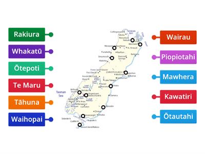 NZ South Island Māori place names - Te Wai Pounamu