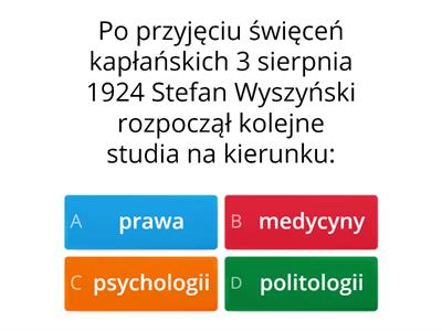 kard. Stefan Wyszyński kl.7 temat 43 test
