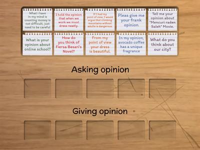 Asking and Giving Opinion games