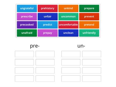 pre-/un- prefix sorting