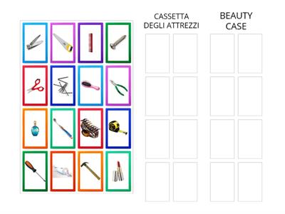 Categorizzazione semantica: attrezzi-beauty case