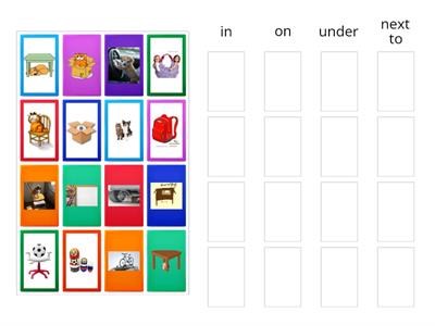 On under in next to - Recursos didácticos