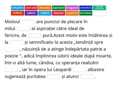 Evaluare formativă, Floare albastră, Mihai Eminescu