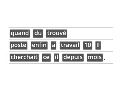 Raconter au passé : ordre des mots dans la phrase.