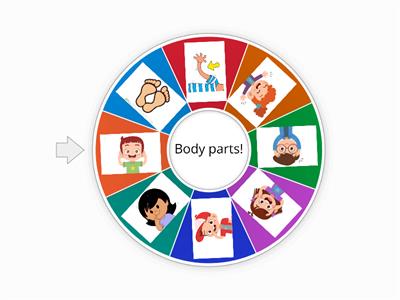 Body parts! Girar la rueda y practicar las partes del cuerpo.