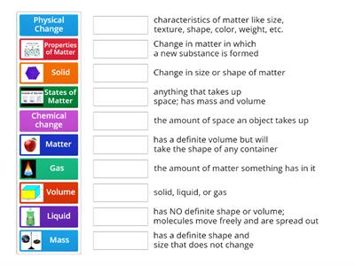 Properties of Matter Vocabulary