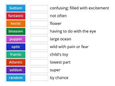 vccv words vocabulary match