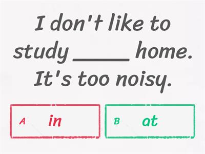 A1. Prepositions of Place : in/at/on