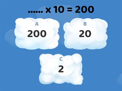 Moltiplicazioni per 10, 100 e 1000: trova il moltiplicando e il moltiplicatore.