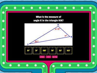 Triangle Angle Sum and Exterior Angle Theorem Practice