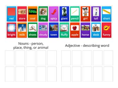 Nouns and Adjectives Sort