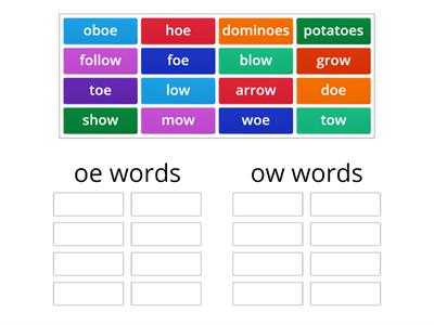 oe vs ow word sort