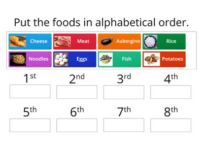 ESOL E2 Alphabetical order - food