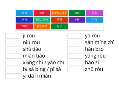 Food Match Up 2_Chinese & Pinyin