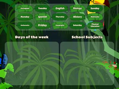 School Subjects and Days of the week