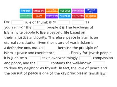 Christian, jewish, islam idea of peace