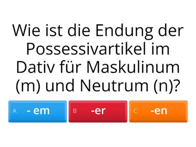 6P W 7.10.24 Endungen der Possessivartikel im Dativ