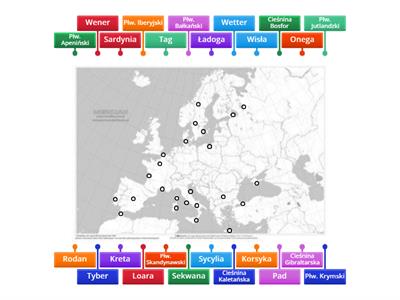 europa, wykaz nazw geograficznych cz.2 rzeki, jeziora, półwyspy, cieśniny