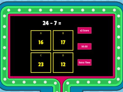 Subtraction of 2-digit and 1-digit numbers