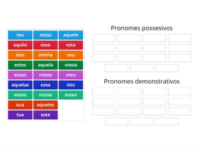 Pronomes possesivos/demonstrativos
