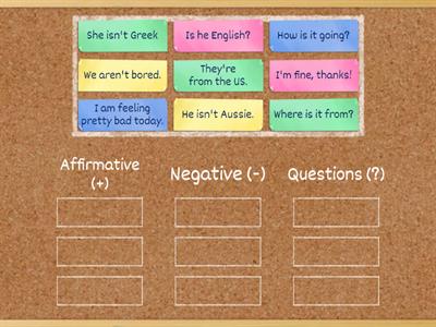 Verb To Be - Affirmative / Negative / Questions