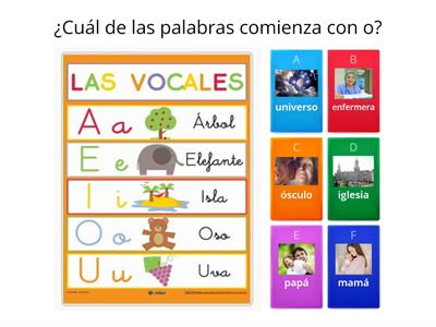 Palabras que comienzan con vocales