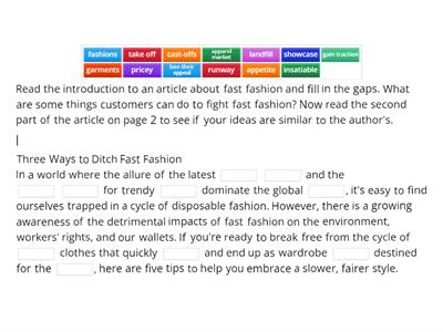 Fast fashion fix (pre-class)