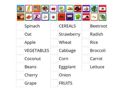  FOOD :FRUITS - VEGETABLES - CEREALS 