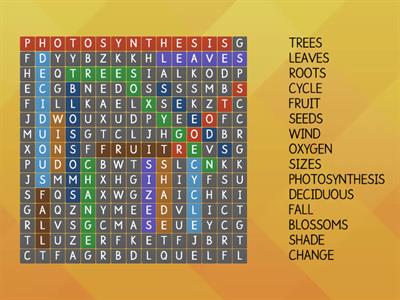 Word Search about Trees