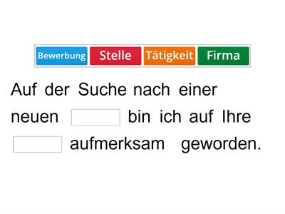 Lückentext Bewerbungsbrief