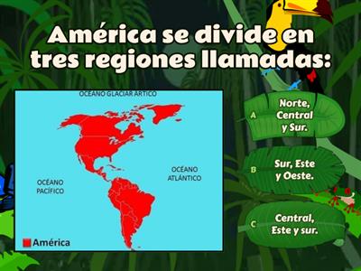 Continente Americano y su división regional. 