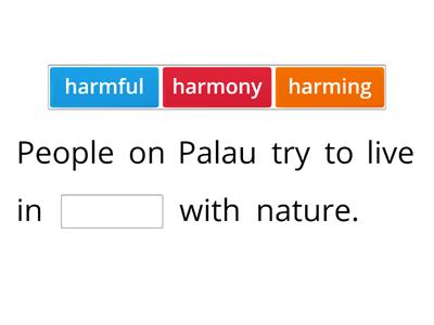 Palau Pledge vocabulary gap fill