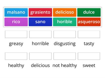 Adjectives to describe food