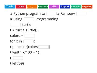  Python turtle Rainbow Benzene