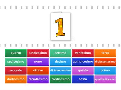 Numeri ordinali in italiano da 1 a 20