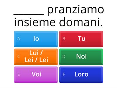 Esercizio 1 - Pronomi Personali (-are)