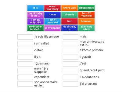 je me presente assessment key words