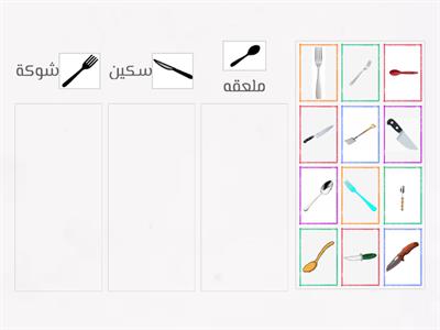 تصنيف حسب النوع  شوكه -ملعقه - سكينه