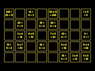 Multiplication and Division Fact Match