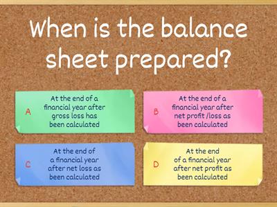 FINAL ACCOUNTS:  -Prepare a Balance Sheet