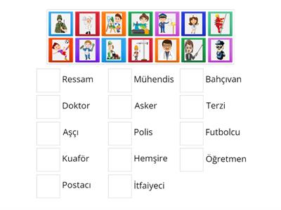 Meslekleri öğreniyorum.