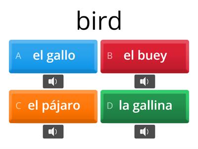 3- quiz spanish animals 