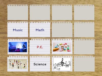 MEMORY  GAME -SCHOOL SUBJECTS