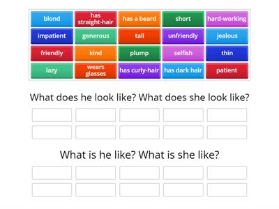 Adjectives of appearance or personality 