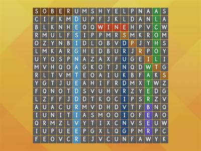 Alcohol education Word search