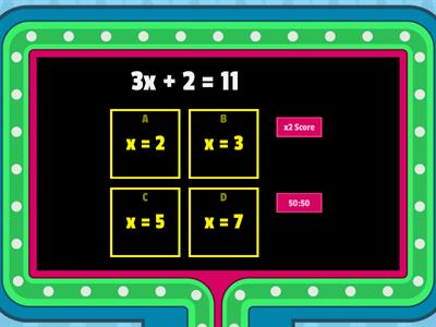 Two Step Equations- Gameshow